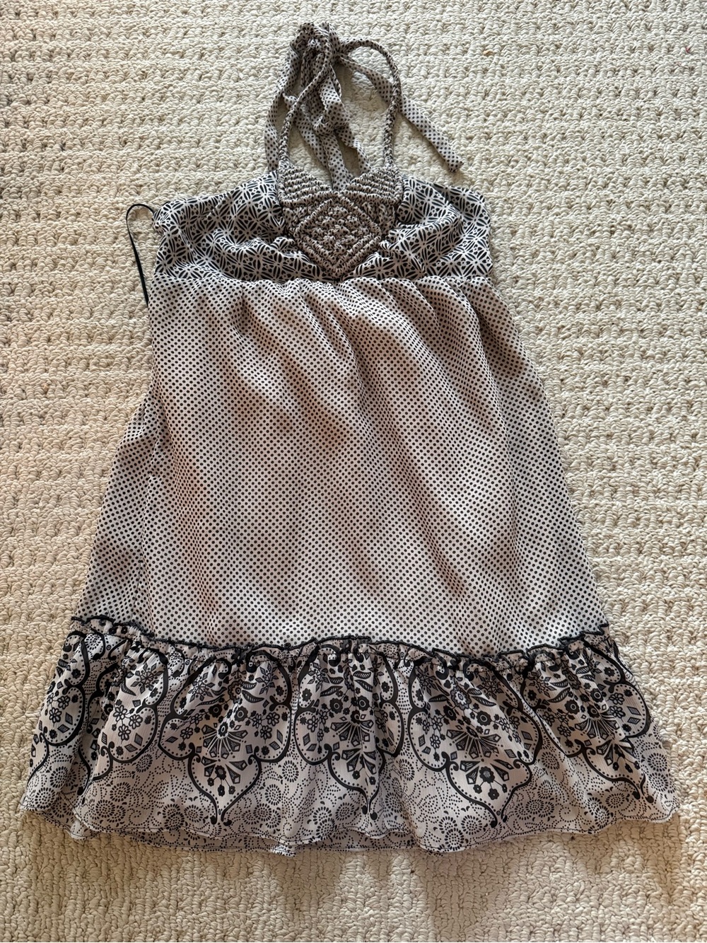 Kids black  and Cream Polka Dot Dress